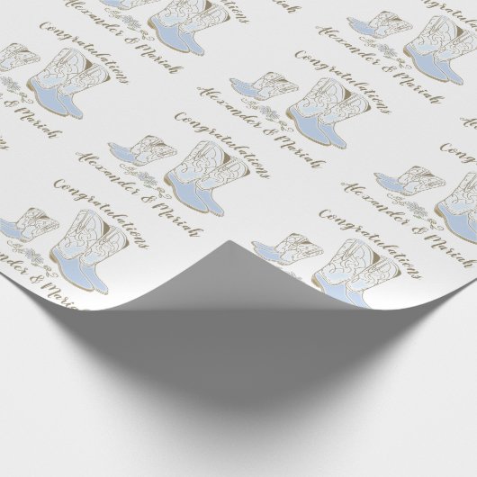 Cowboy Baby shower Land Western Blue Boy Cadeaupapier (Hoek)