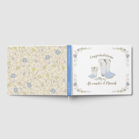 Cowboy Baby shower Land Western Blue Boy Gastenboek (Volledig)