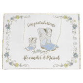 Cowboy Baby shower Land Western Blue Boy Groot Cadeauzakje (Voorkant)