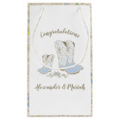 Cowboy Baby shower Land Western Blue Boy Klein Cadeauzakje (Achterkant)