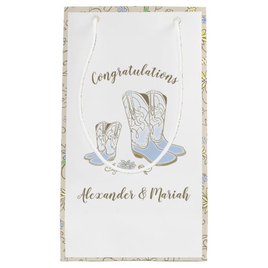 Cowboy Baby shower Land Western Blue Boy Klein Cadeauzakje (Voorkant)