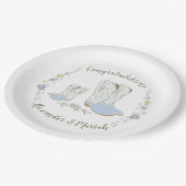 Cowboy Baby shower Land Western Blue Boy Papieren Bordje (Gekanteld)