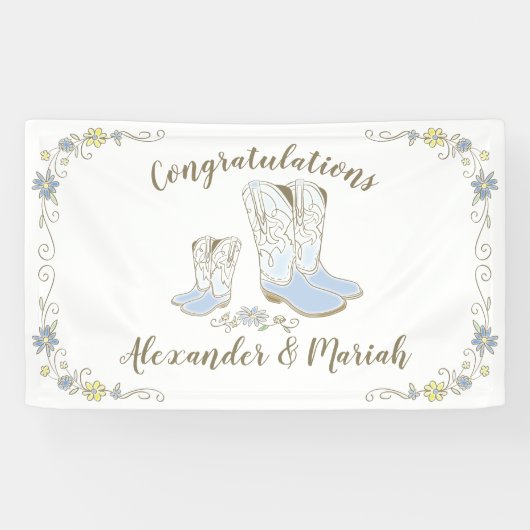 Cowboy Baby shower Land Western Blue Boy Spandoek (Horizontaal)