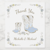 Cowboy Baby shower Land Western Blue Boy Wijn Etiket (Enkel label)