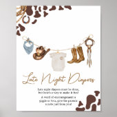 Cowboy Baby shower Late Night Luiers Poster (Voorkant)