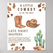 Cowboy baby shower Late night luiers spel Poster (Voorkant)