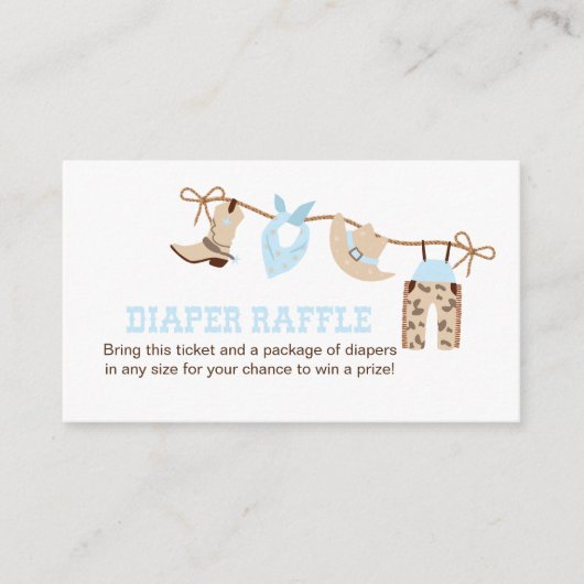 Cowboy Baby shower Luier Raffle Behuizing Informatiekaartje (Voorkant)