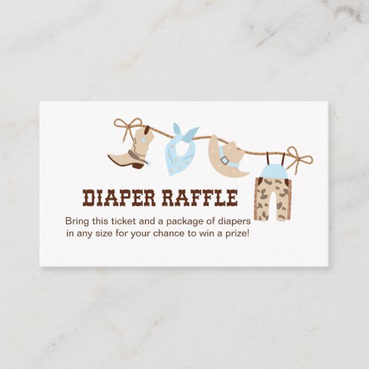 Cowboy Baby shower Luier Raffle Behuizing Informatiekaartje (Voorkant)