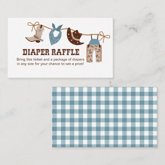 Cowboy Baby shower Luier Raffle Informatiekaartje (Voorkant / Achterkant)