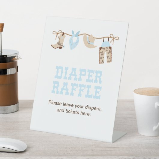 Cowboy Baby shower Luier Raffle Reclamebord Met Voetstuk (Insitu)
