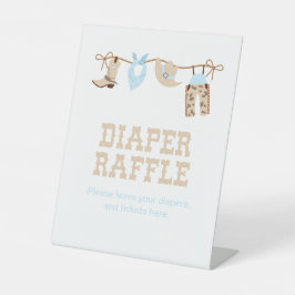 Cowboy Baby shower Luier Raffle Reclamebord Met Voetstuk