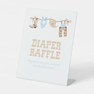 Cowboy Baby shower Luier Raffle Reclamebord Met Voetstuk