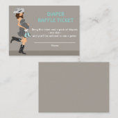 Cowboy Baby shower Luier Raffle Ticket - Brunette Informatiekaartje (Voorkant / Achterkant)