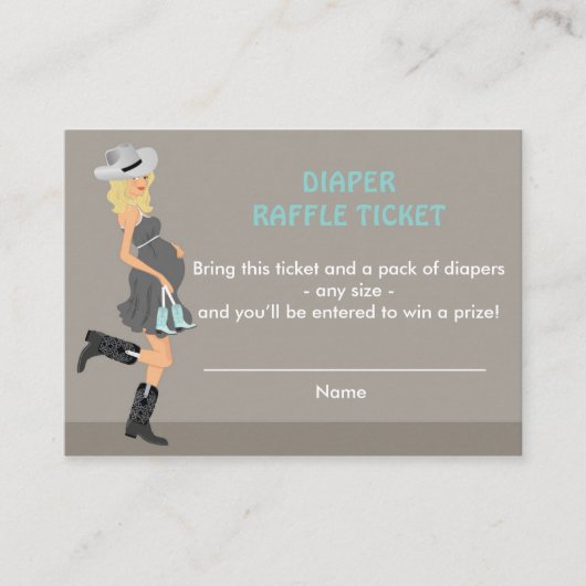 Cowboy Baby shower Luier Raffle Tickets - Blond Informatiekaartje (Voorkant)