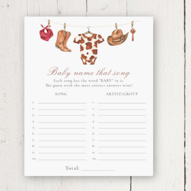Cowboy baby shower - Name that song game (Creator heeft geüpload)