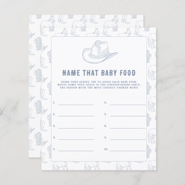 Cowboy Baby shower - Noem dat baby eten (Voorkant / Achterkant)