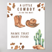 Cowboy baby shower Noem dat baby eten Poster (Voorkant)