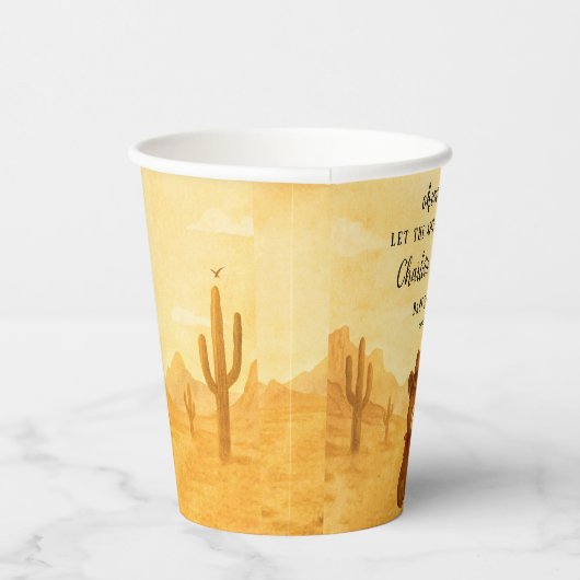 Cowboy Baby Shower Paper Cups Rustic Style Papieren Bekers (Rechts)
