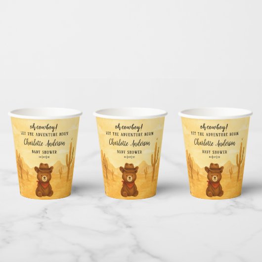Cowboy Baby Shower Paper Cups Rustic Style Papieren Bekers (Multi)