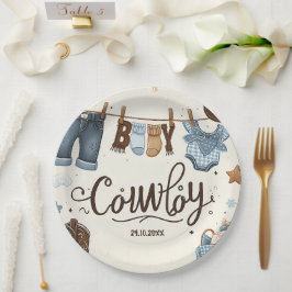 Cowboy baby shower Papier Borden Papieren Bordje