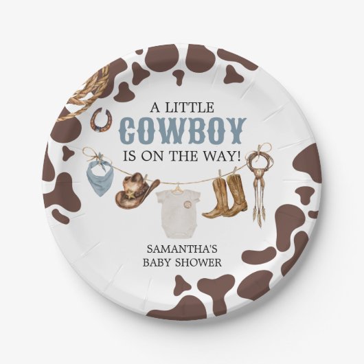 Cowboy Baby shower Papieren Bordje (Voorkant)