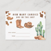 Cowboy Baby shower Raad eens hoeveel snoepjes Informatiekaartje (Voorkant)