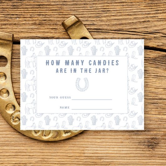 Cowboy Baby shower Raad eens hoeveel snoepjes Informatiekaartje