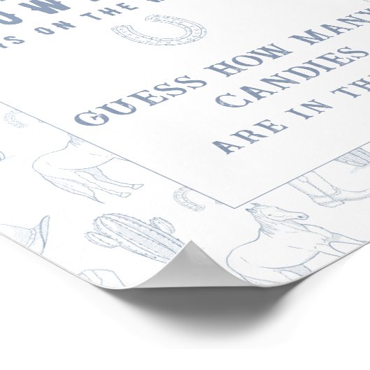 Cowboy baby shower Raad eens hoeveel snoepjes Poster (Hoek)