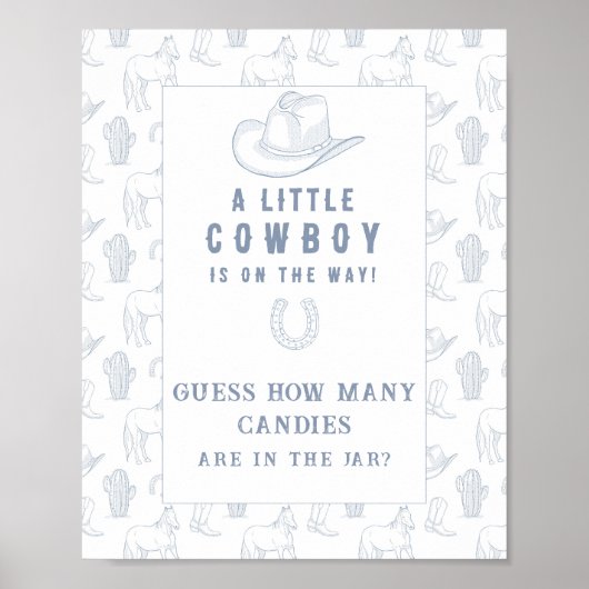 Cowboy baby shower Raad eens hoeveel snoepjes Poster (Voorkant)