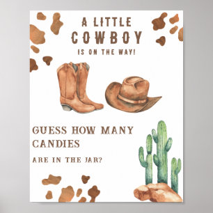 Cowboy baby shower Raad hoeveel snoepjes Poster