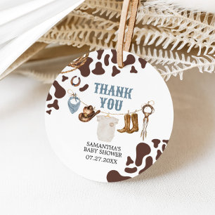 Cowboy Baby shower Ronde Bedankjes Labels