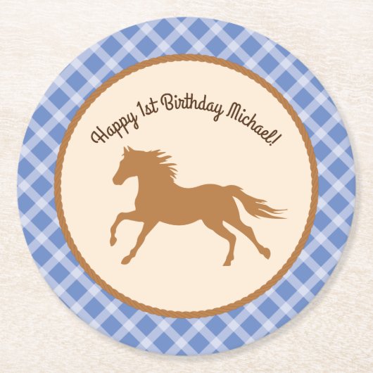 Cowboy Baby shower Ronde Kartonnen Onderzetter (Voorkant)