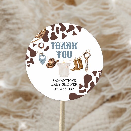 Cowboy Baby shower Ronde Sticker