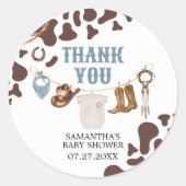 Cowboy Baby shower Ronde Sticker (Voorkant)