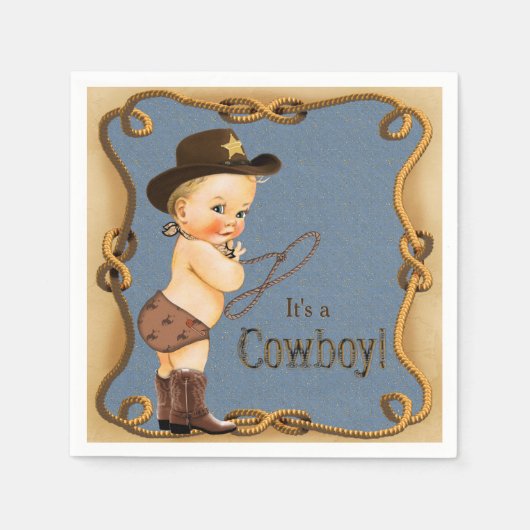 Cowboy Baby shower Servetten (Voorkant)
