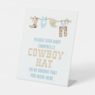 Cowboy Baby shower Sign Pet Reclamebord Met Voetstuk