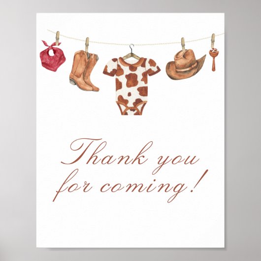 Cowboy baby shower Thank you for coming Poster (Voorkant)
