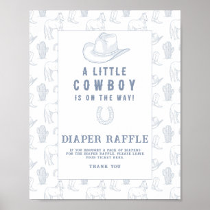 Cowboy baby shower toile - Luier raffle  Poster