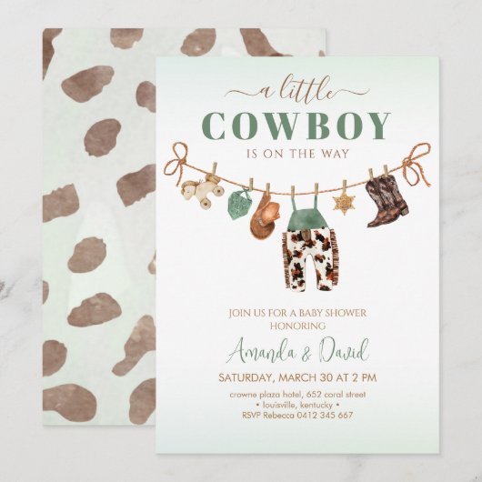 Cowboy Baby shower Uitnodiging (Voorkant / Achterkant)