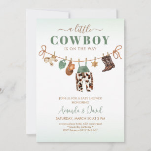 Cowboy Baby shower Uitnodiging