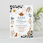 Cowboy Baby Shower Uitnodiging (Staand voorkant)