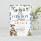 Cowboy baby shower uitnodiging (Staand voorkant)