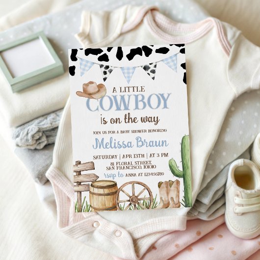 Cowboy baby shower uitnodiging