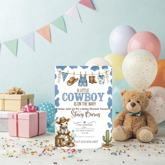 Cowboy baby shower uitnodiging