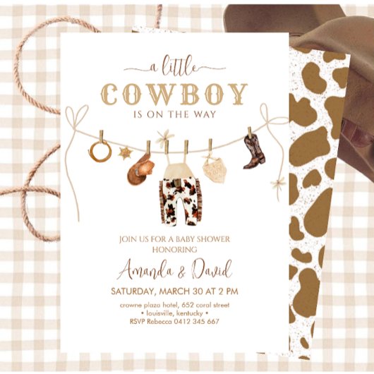 Cowboy Baby shower Uitnodiging