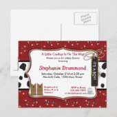 Cowboy Baby shower Uitnodiging in Red Bandana (Voorkant / Achterkant)