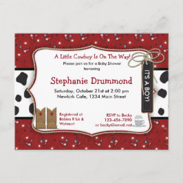 Cowboy Baby shower Uitnodiging in Red Bandana