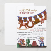 Cowboy baby shower uitnodiging template, Een klein (Voorkant / Achterkant)