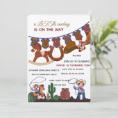 Cowboy baby shower uitnodiging template, Een klein (Staand voorkant)