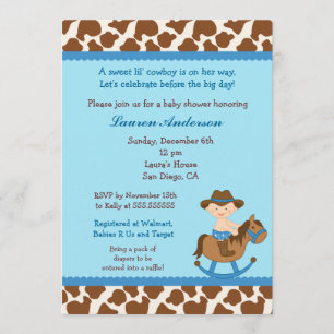 Cowboy Baby Shower-uitnodigingen Kaart